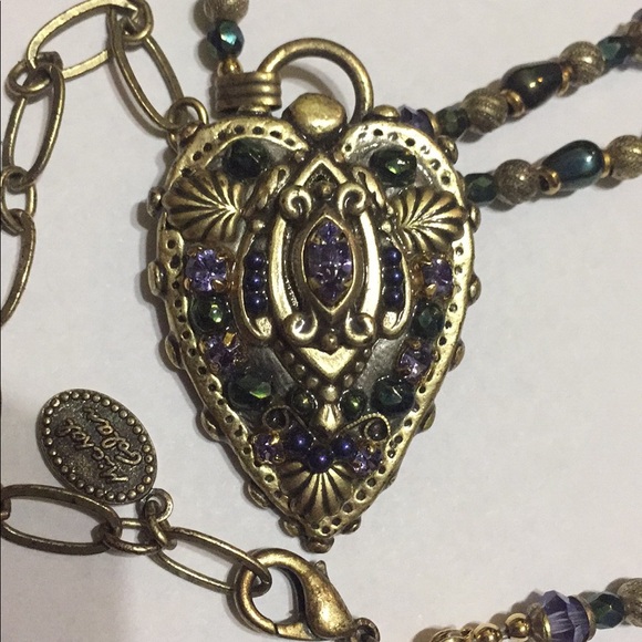 Vintage Michal Golan Crystal Heart Necklace - Picture 4 of 9